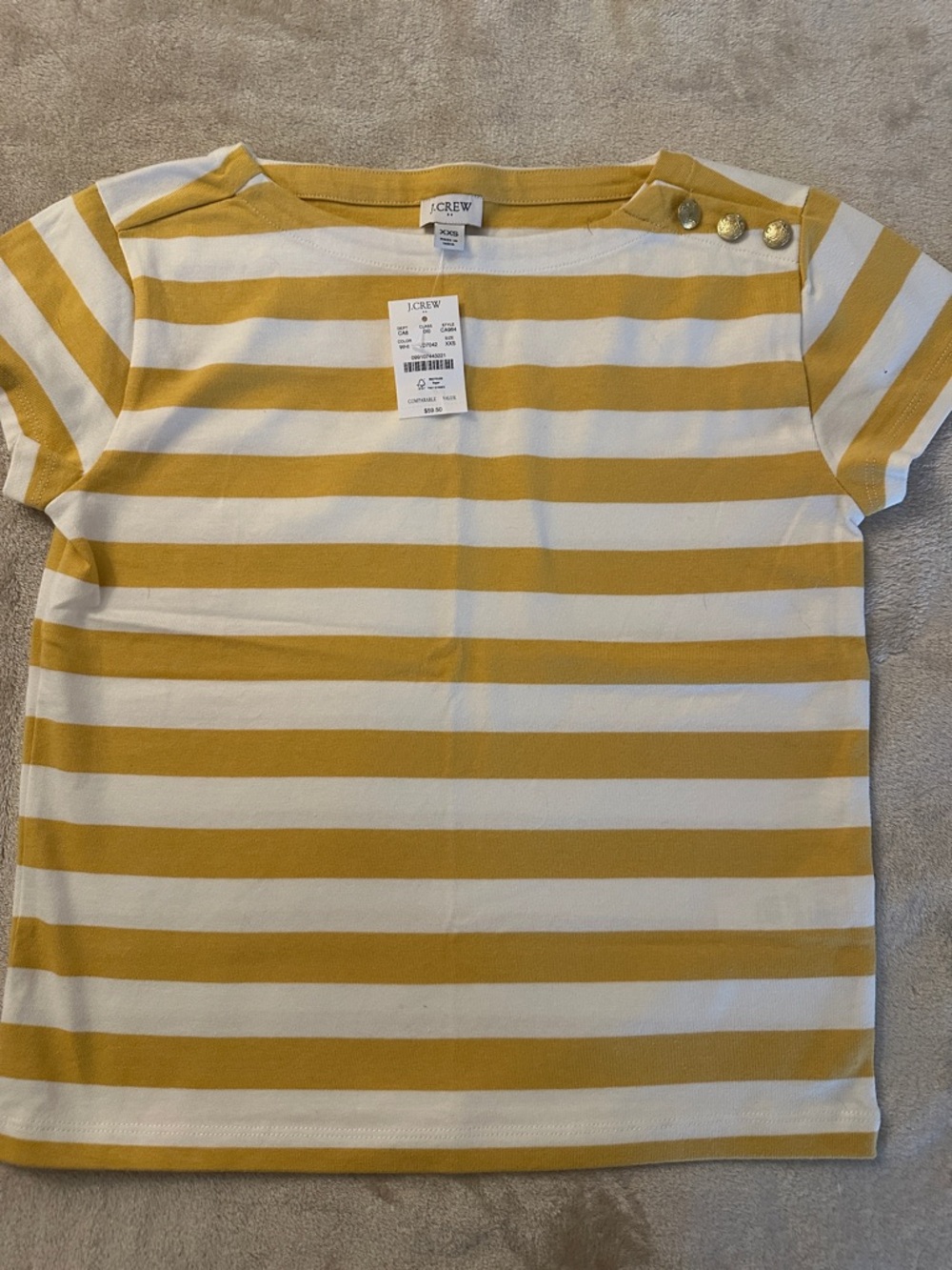 J. Crew Short Sleeve Stripe Tee in Mustard and White